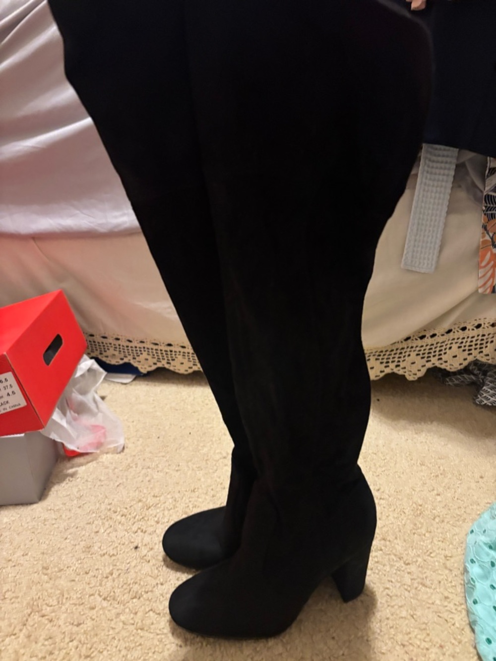 Ivanka Trump Black Over-the-Knee Block Heel Boots